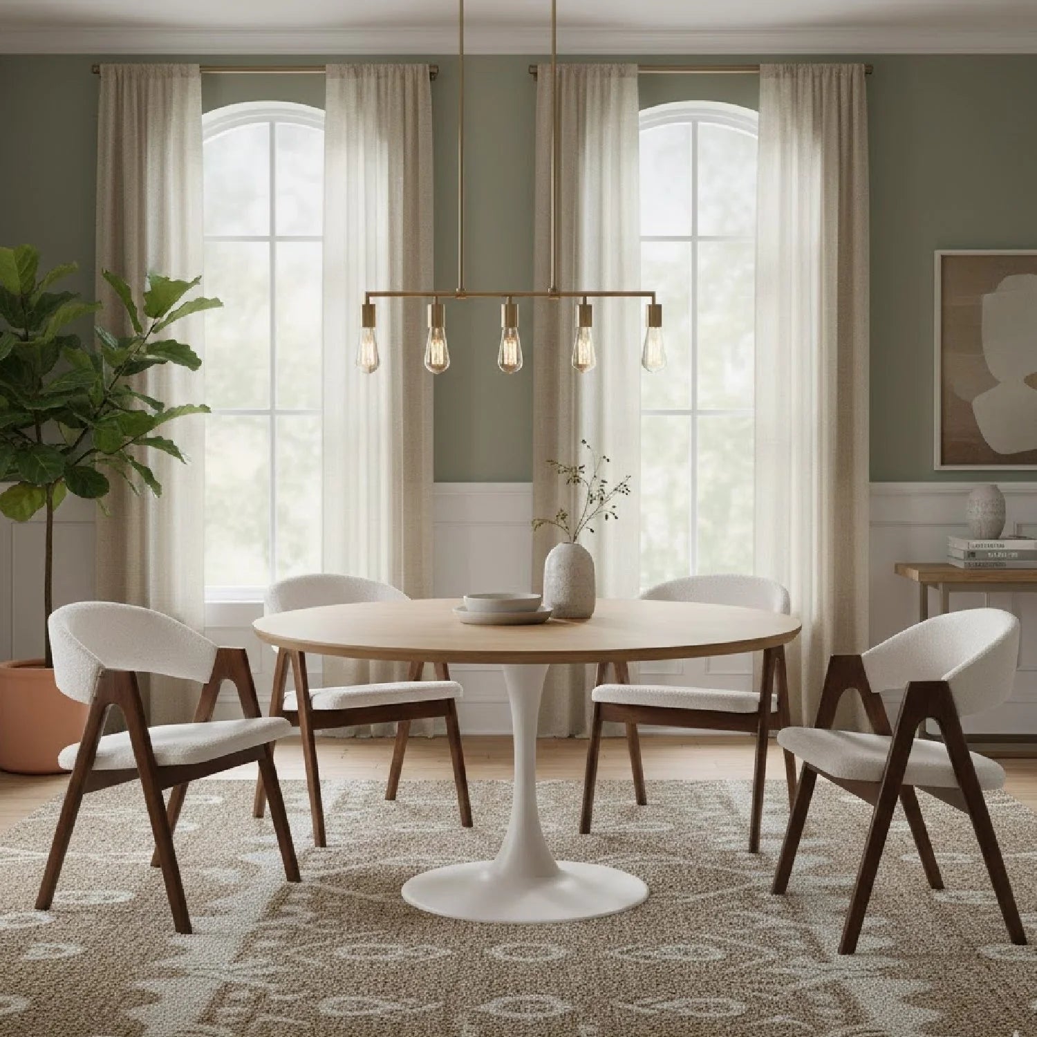 Luxury White Boucle Curved Modern Dining Chair European Style for Villa