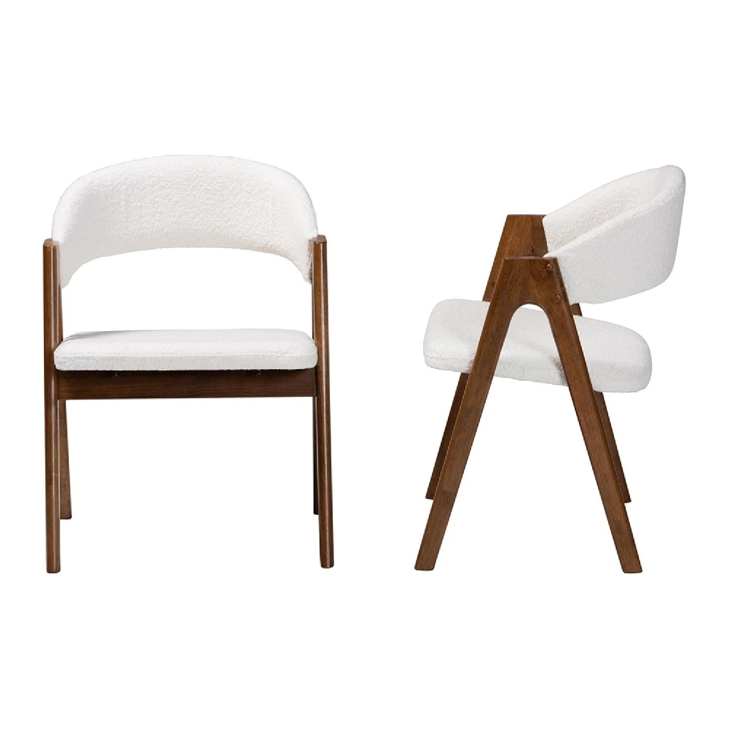 Luxury White Boucle Curved Modern Dining Chair European Style for Villa