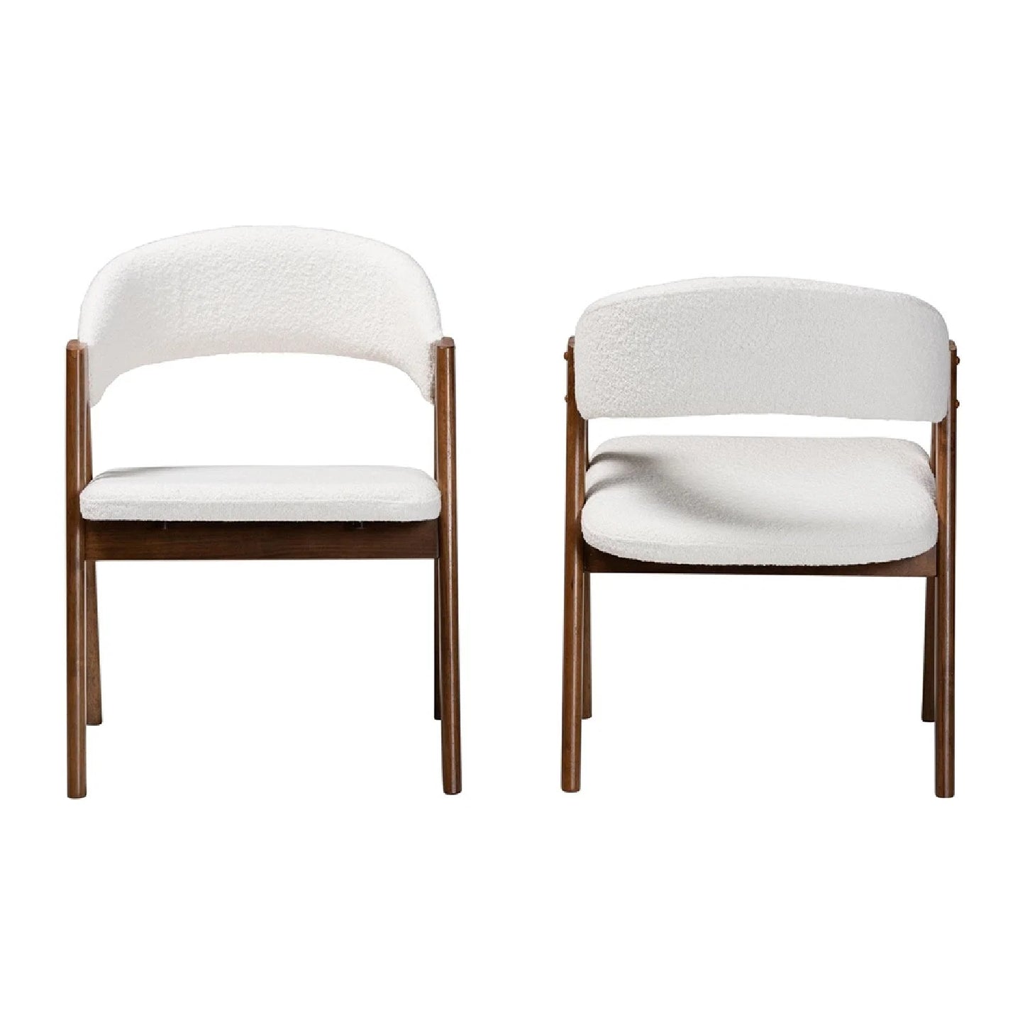 Luxury White Boucle Curved Modern Dining Chair European Style for Villa