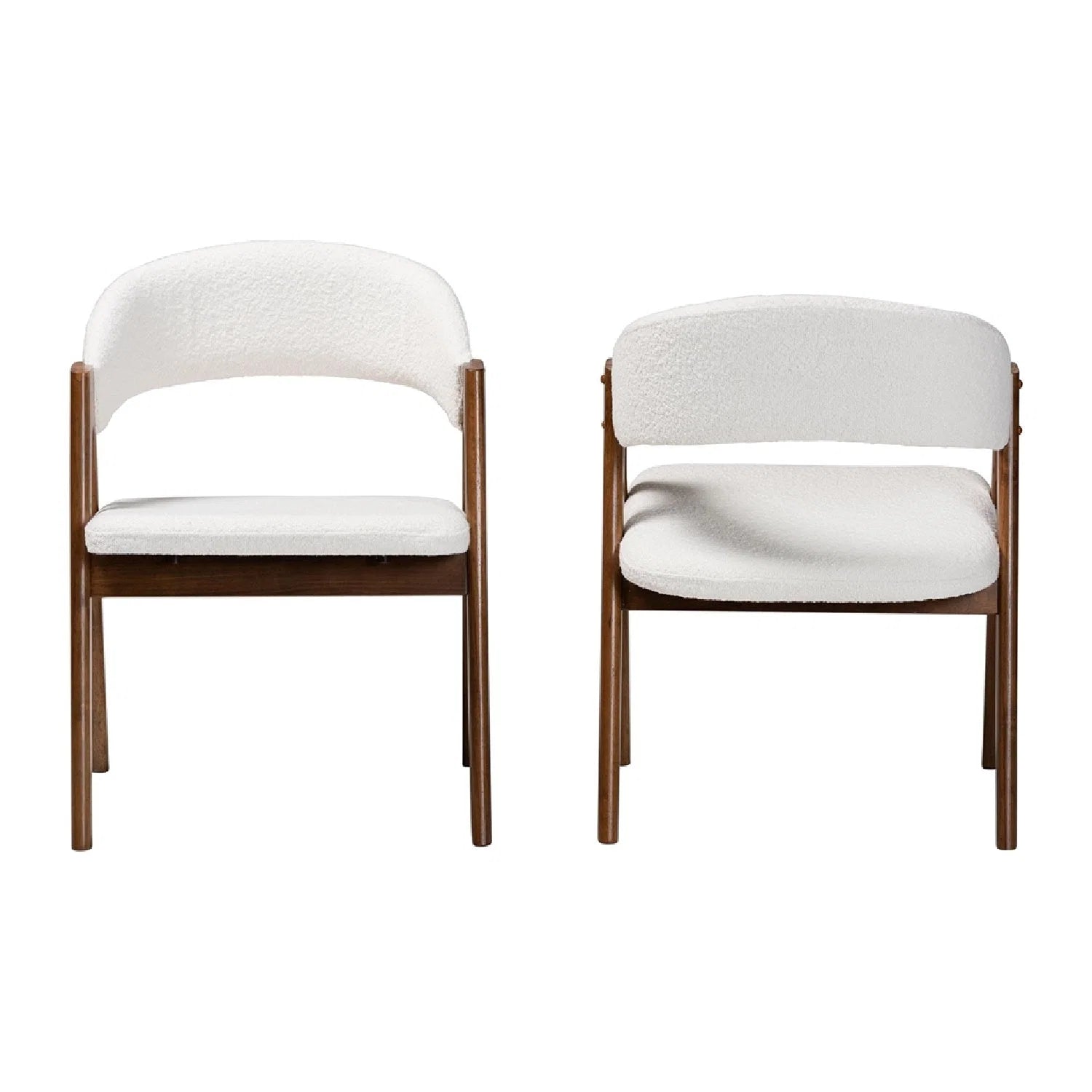 Luxury White Boucle Curved Modern Dining Chair European Style for Villa