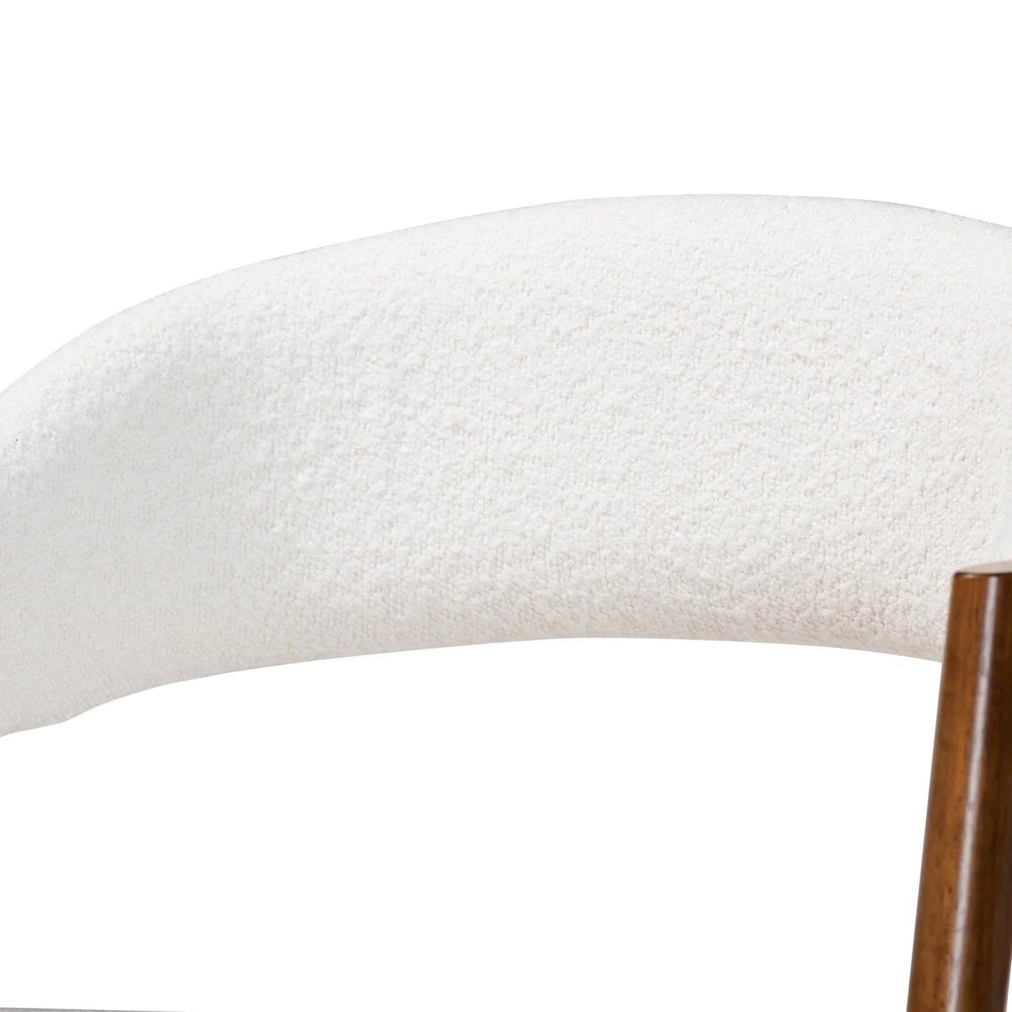 Luxury White Boucle Curved Modern Dining Chair European Style for Villa