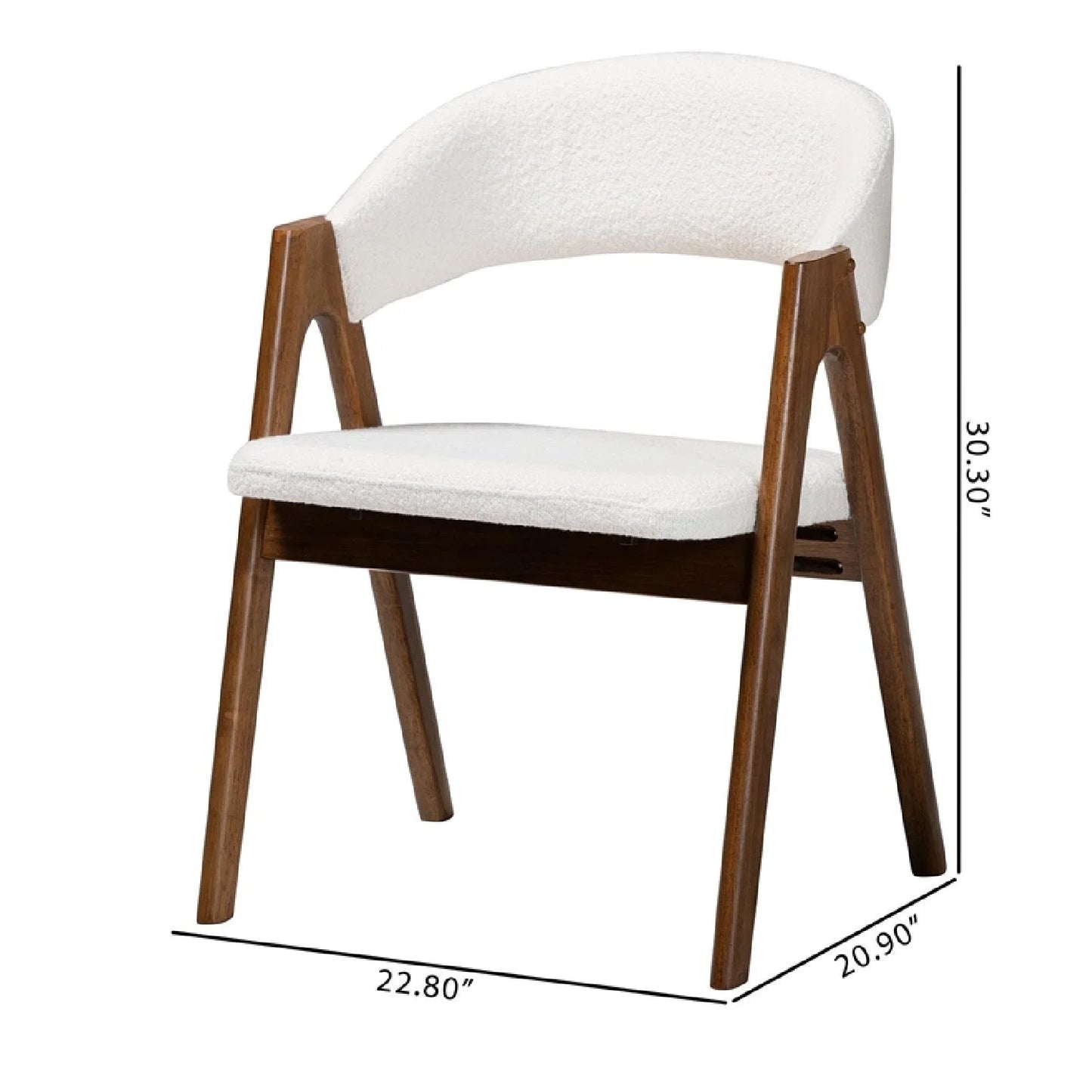 Luxury White Boucle Curved Modern Dining Chair European Style for Villa