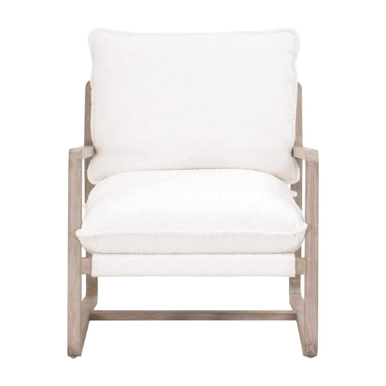 Luxury White Boucle Cushioned Club Chair Modern Italian Style for Villa