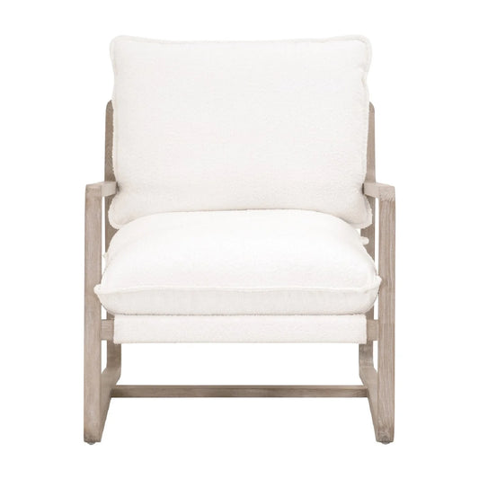 Luxury White Boucle Cushioned Club Chair Modern Italian Style for Villa