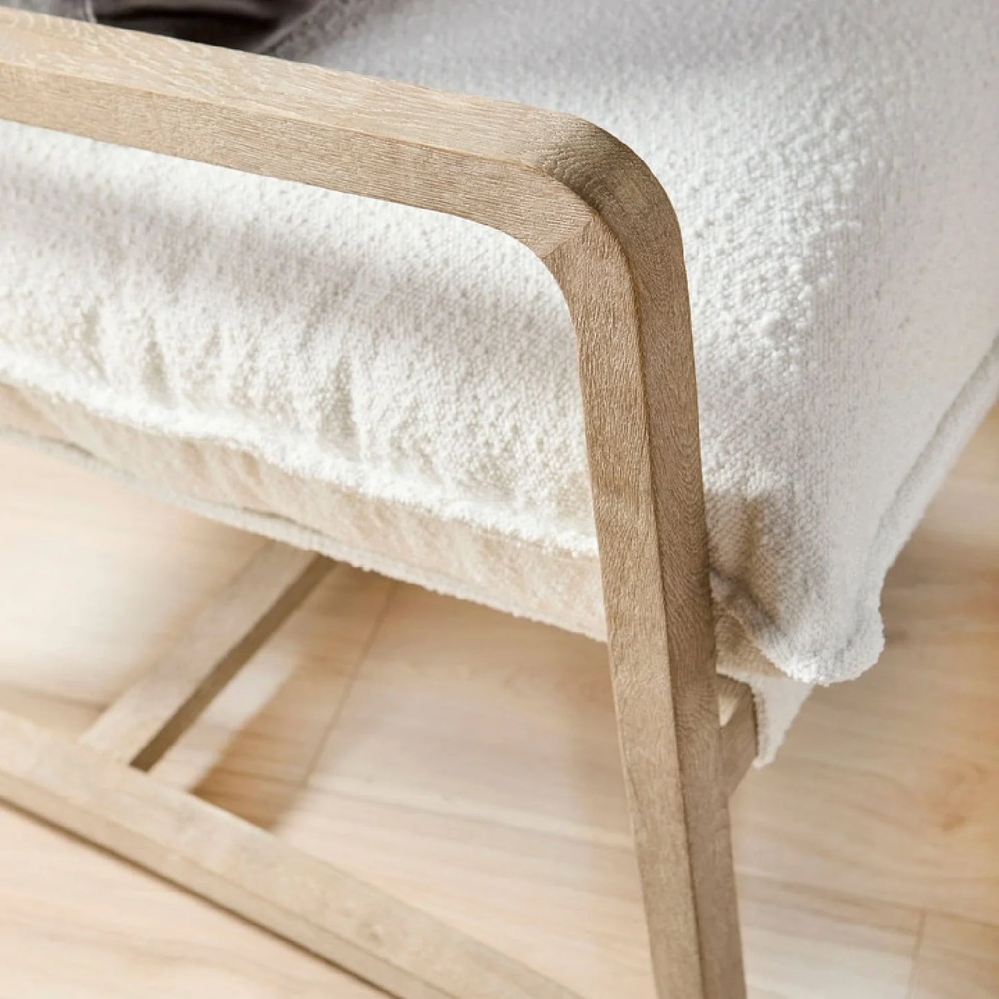 Luxury White Boucle Cushioned Club Chair Modern Italian Style for Villa