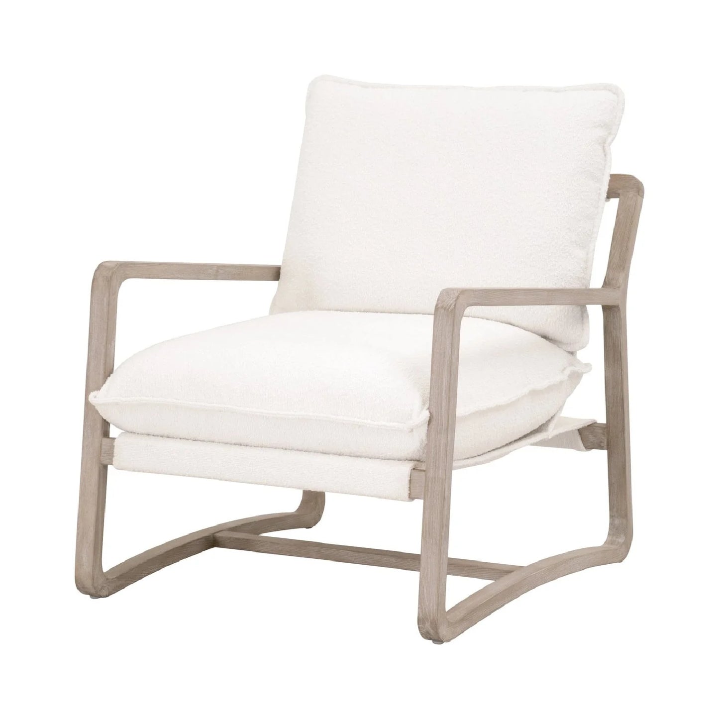 Luxury White Boucle Cushioned Club Chair Modern Italian Style for Villa
