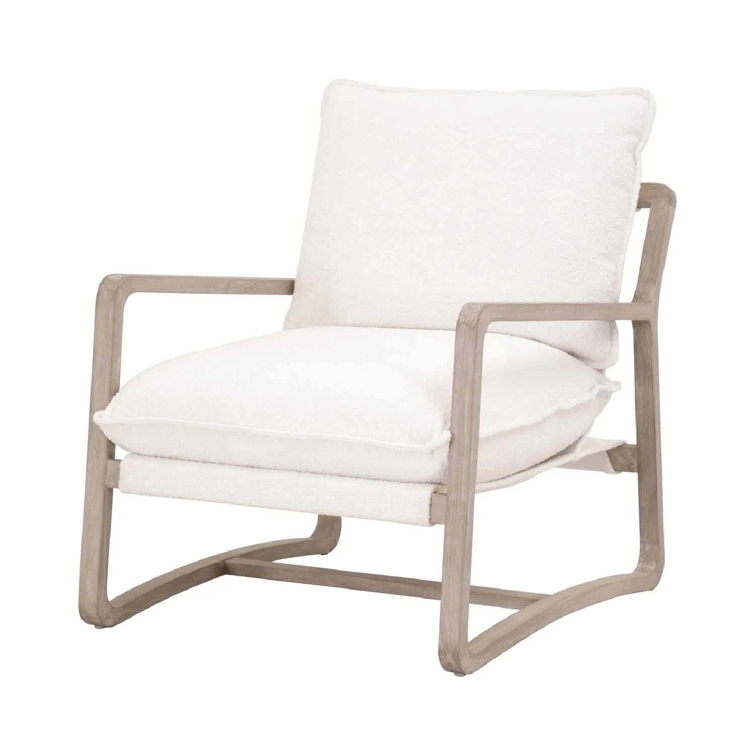 Luxury White Boucle Cushioned Club Chair Modern Italian Style for Villa