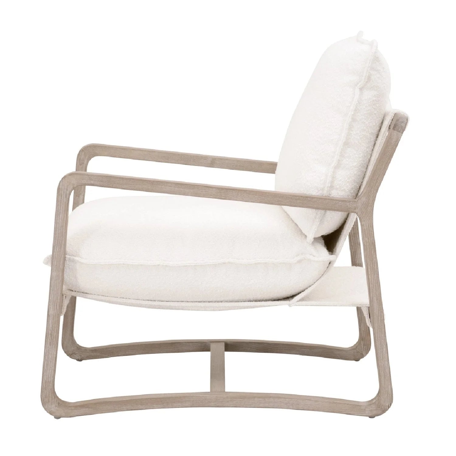 Luxury White Boucle Cushioned Club Chair Modern Italian Style for Villa