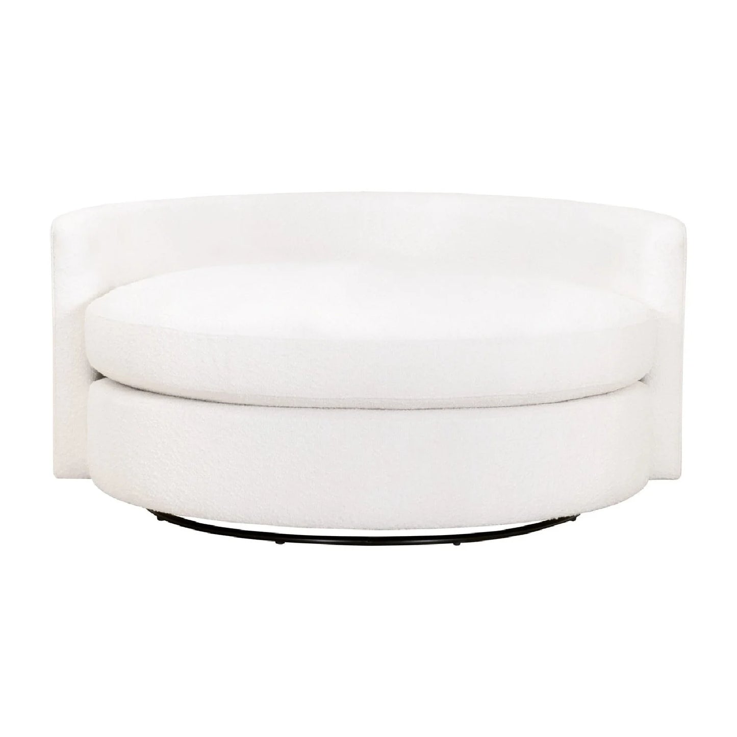 Luxury White Boucle Round Swivel Chair European Style for Villa