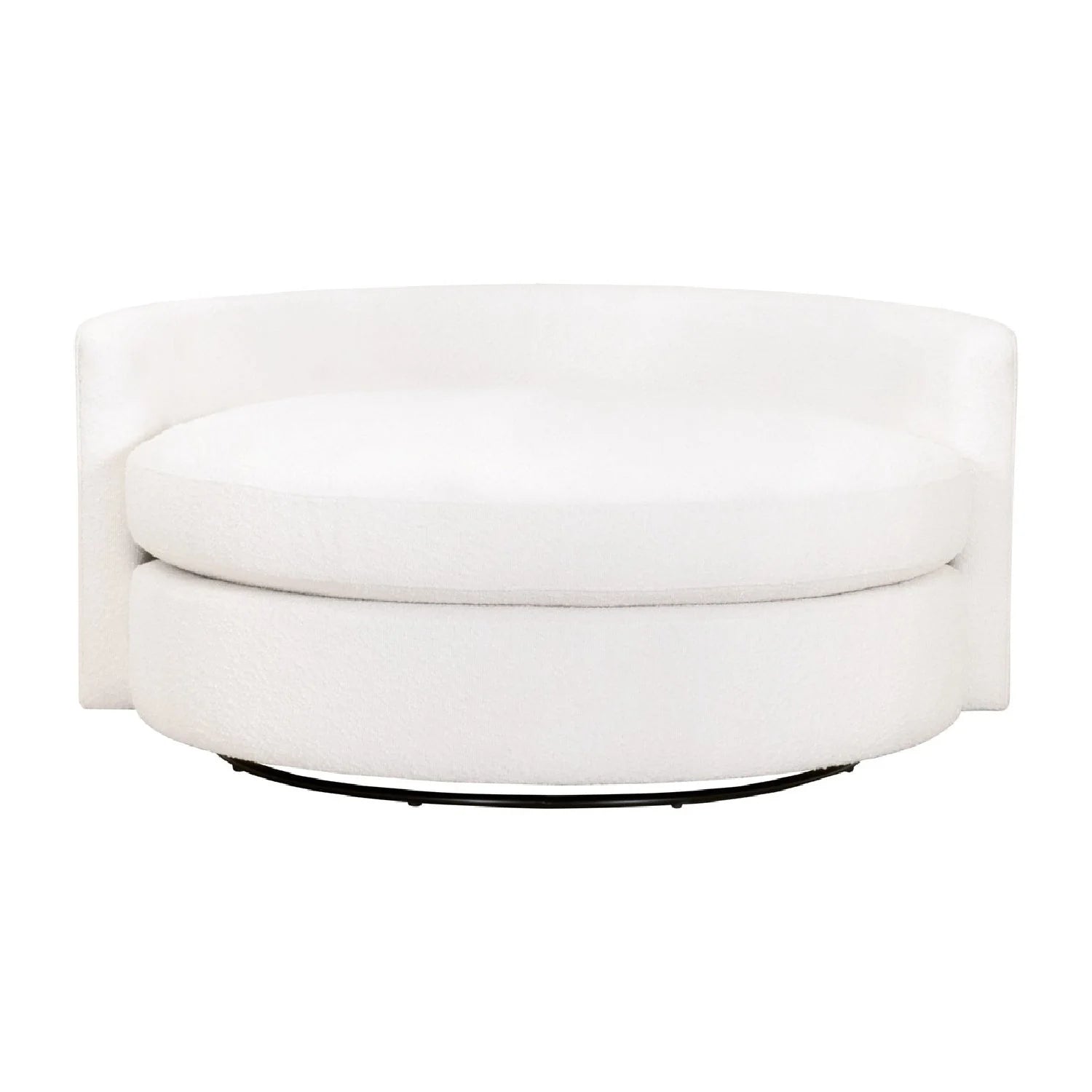 Luxury White Boucle Round Swivel Chair European Style for Villa