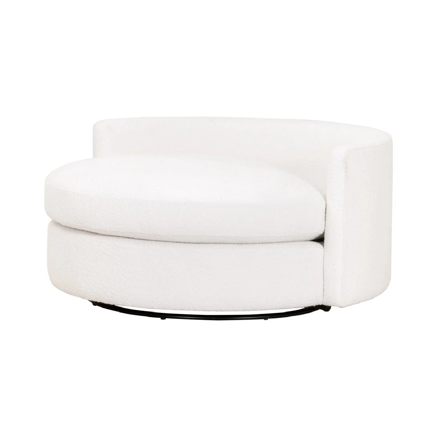 Luxury White Boucle Round Swivel Chair European Style for Villa