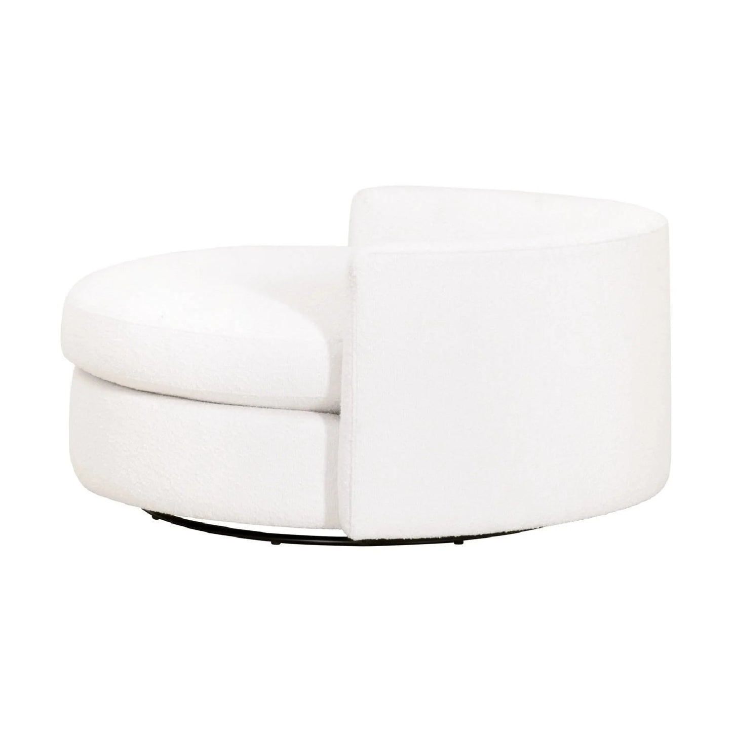 Luxury White Boucle Round Swivel Chair European Style for Villa