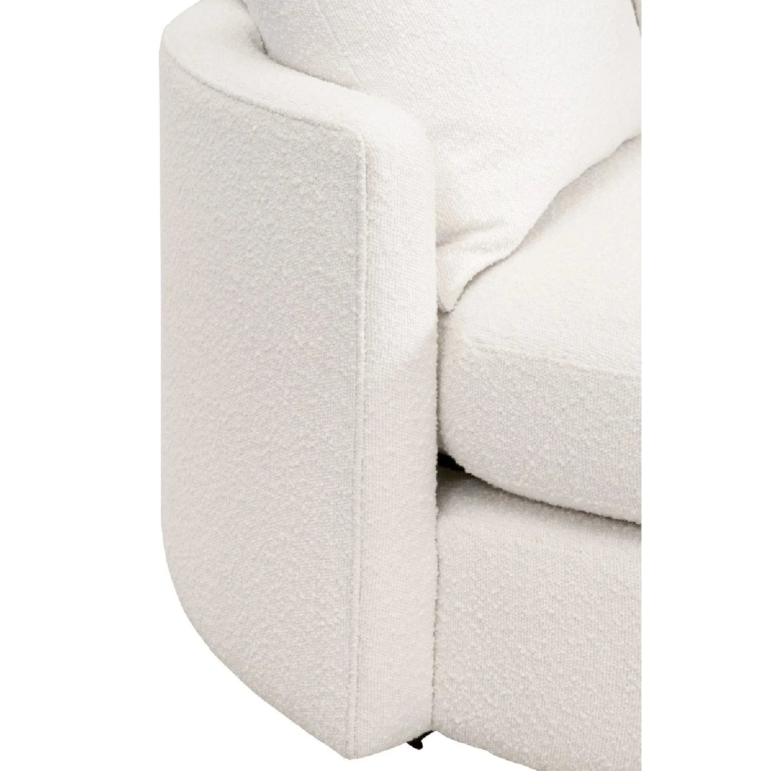Luxury White Boucle Round Swivel Chair European Style for Villa