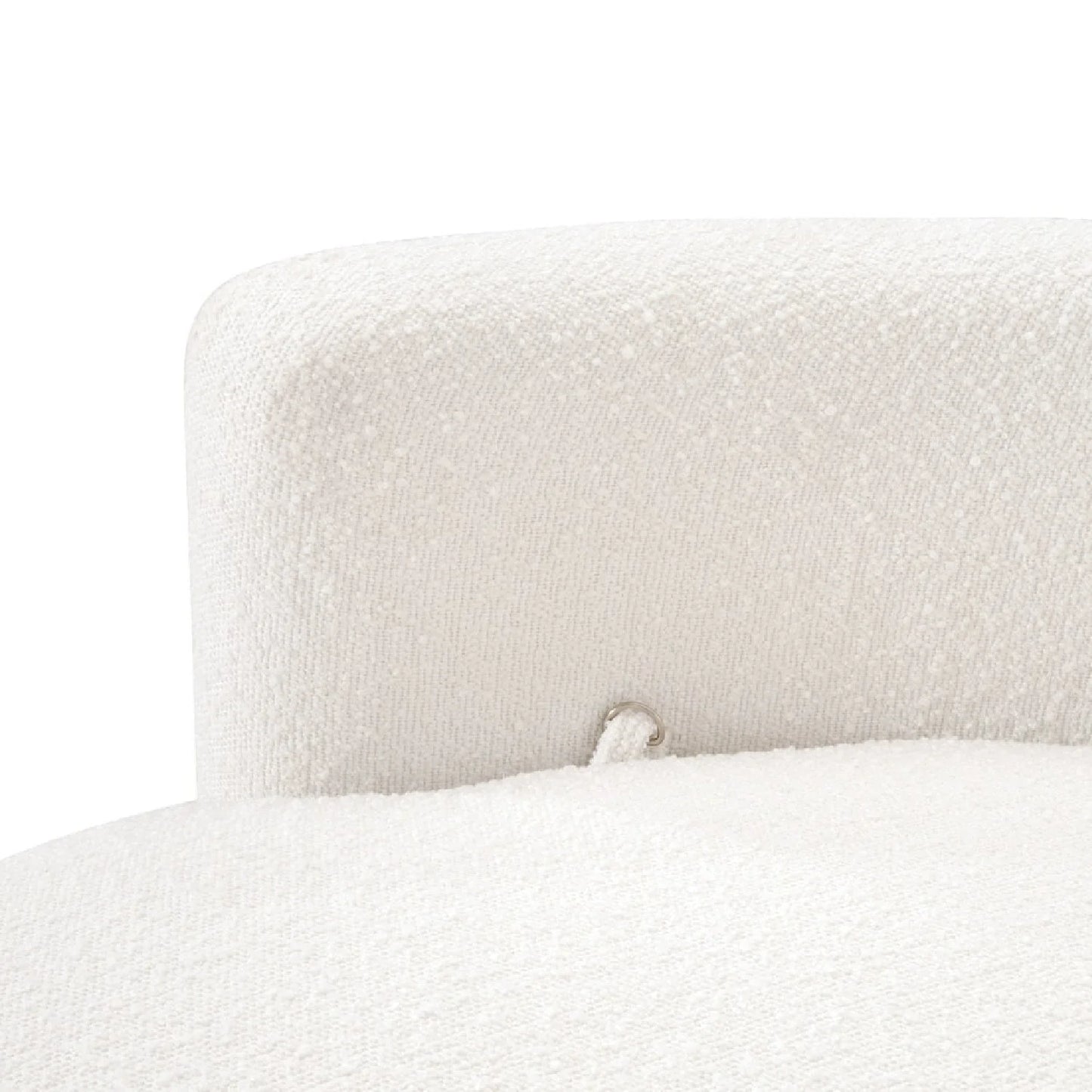 Luxury White Boucle Round Swivel Chair European Style for Villa
