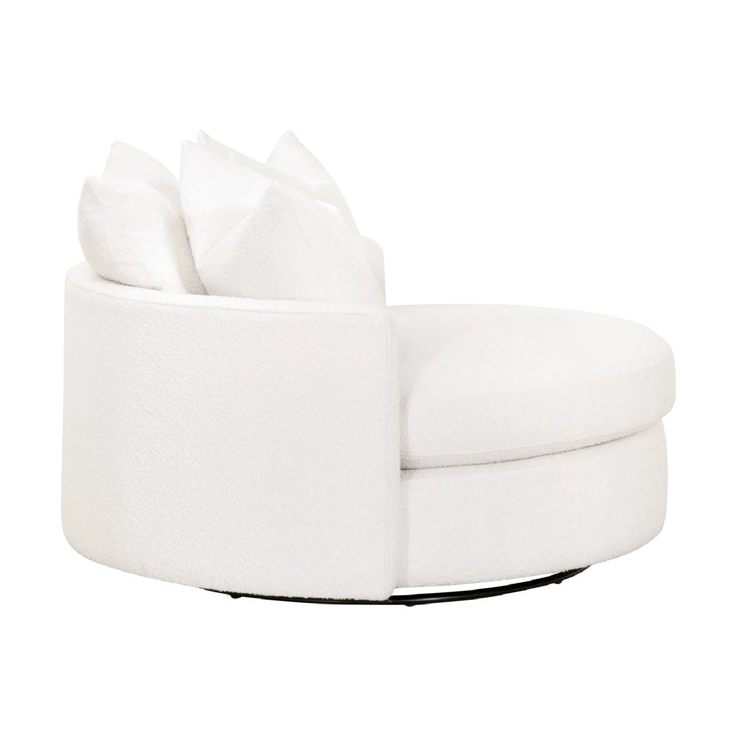 Luxury White Boucle Round Swivel Chair European Style for Villa