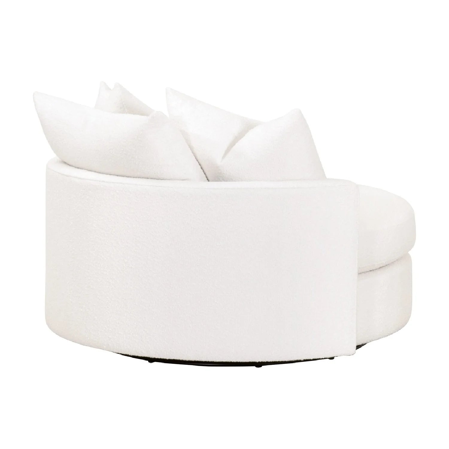 Luxury White Boucle Round Swivel Chair European Style for Villa
