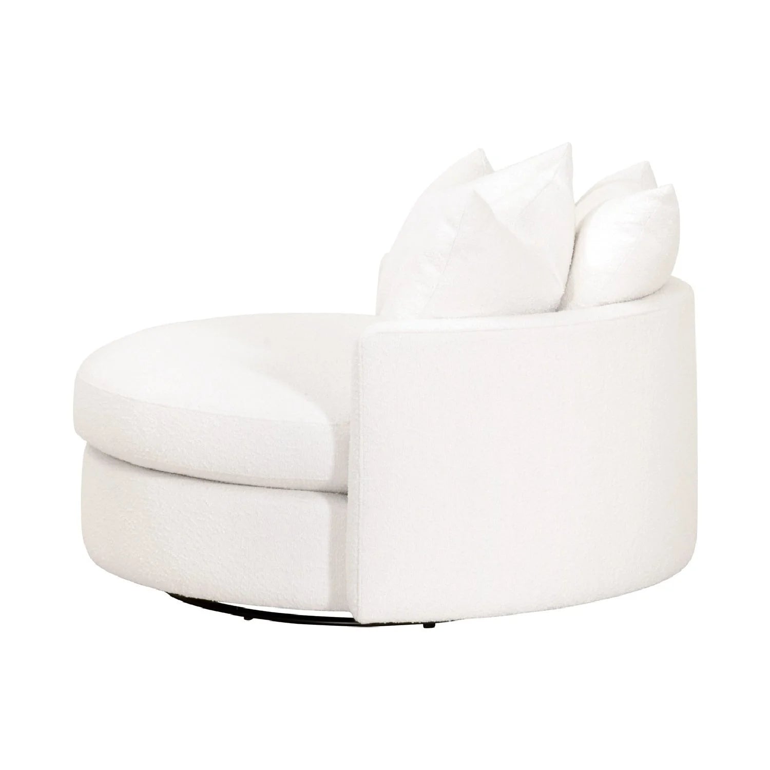Luxury White Boucle Round Swivel Chair European Style for Villa