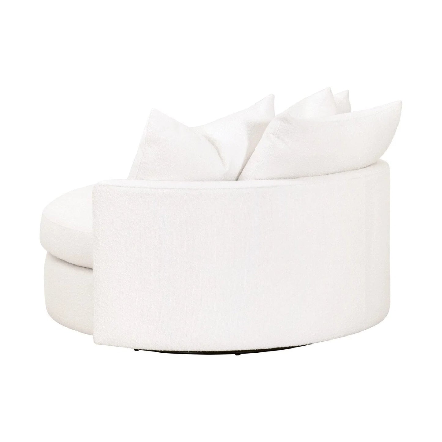 Luxury White Boucle Round Swivel Chair European Style for Villa