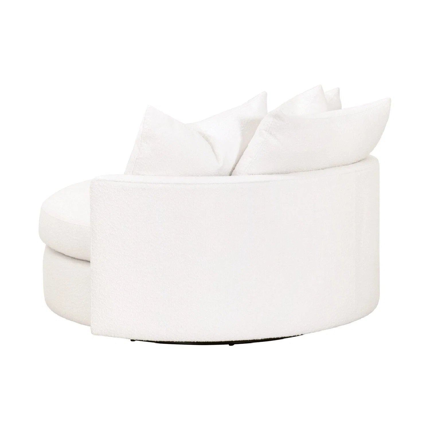 Luxury White Boucle Round Swivel Chair European Style for Villa