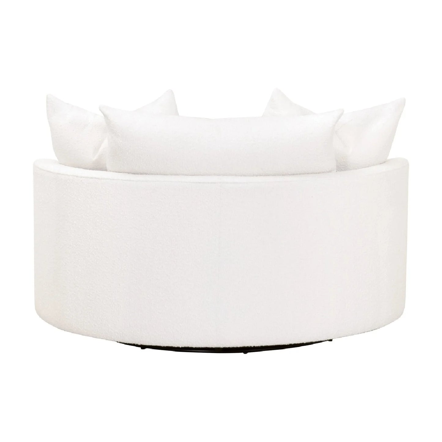 Luxury White Boucle Round Swivel Chair European Style for Villa