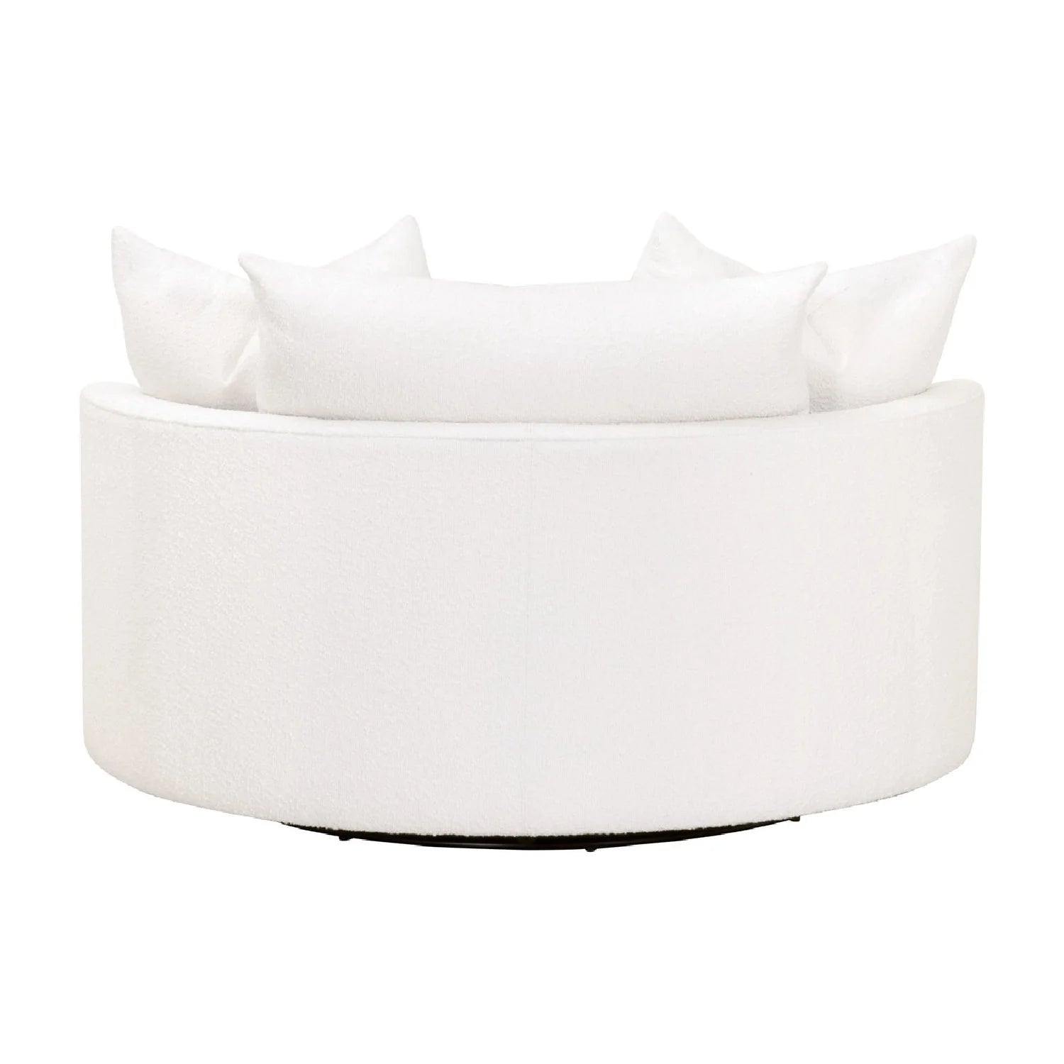 Luxury White Boucle Round Swivel Chair European Style for Villa