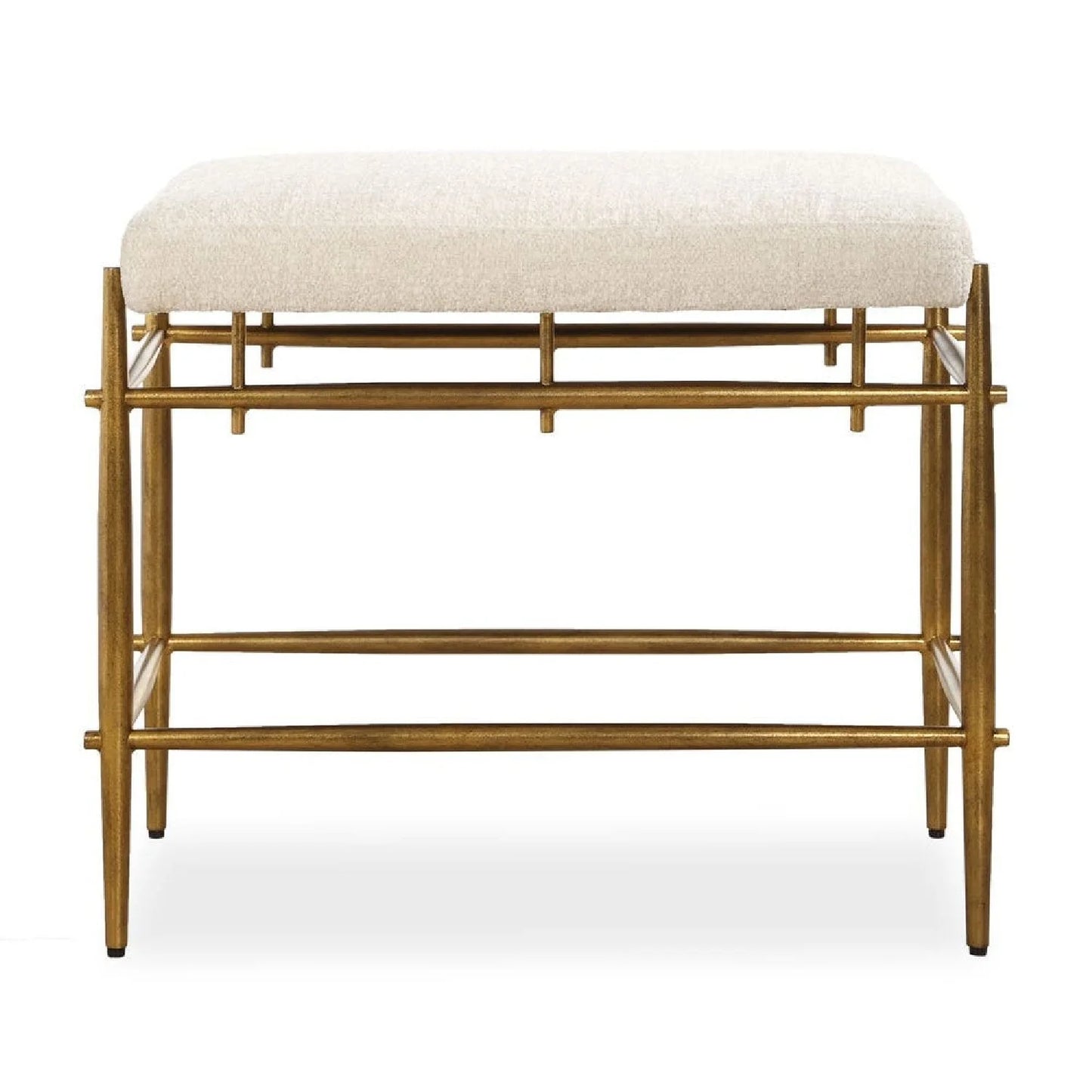 Luxury White Chenille Bench European Style for Villa