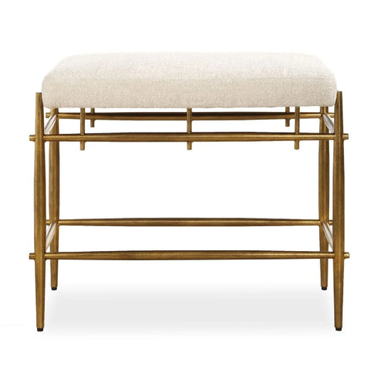 Luxury White Chenille Bench European Style for Villa