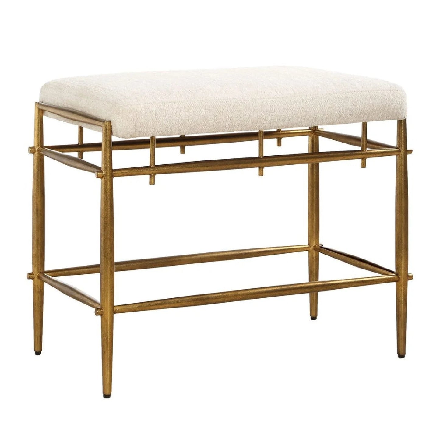 Luxury White Chenille Bench European Style for Villa