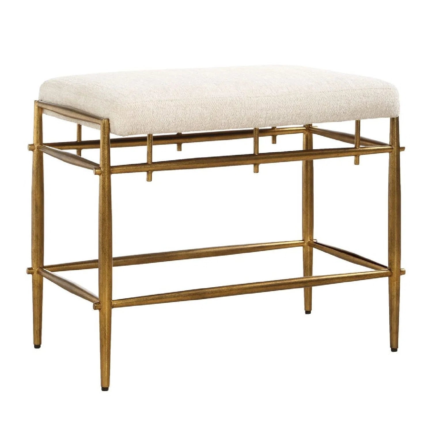 Luxury White Chenille Bench European Style for Villa