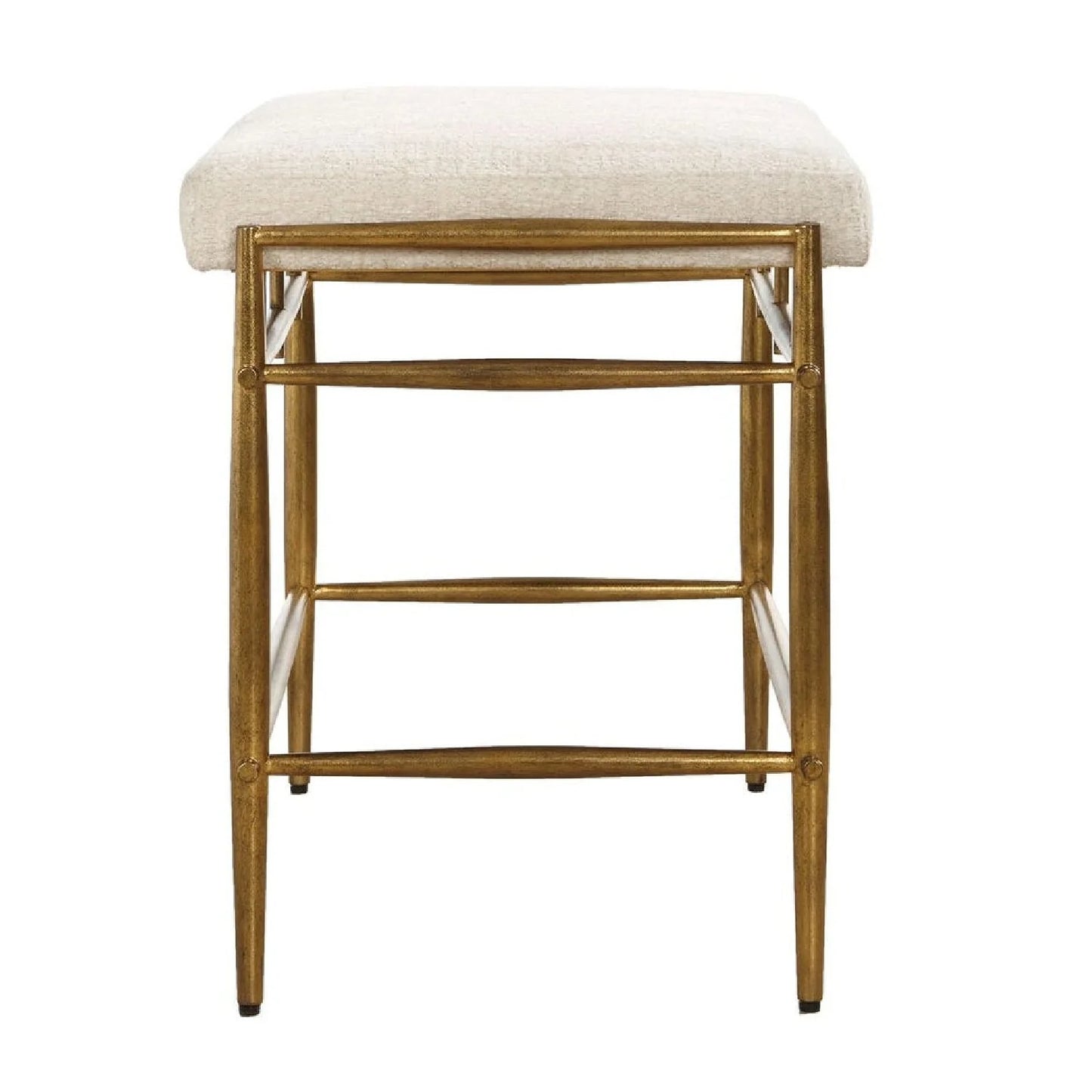 Luxury White Chenille Bench European Style for Villa