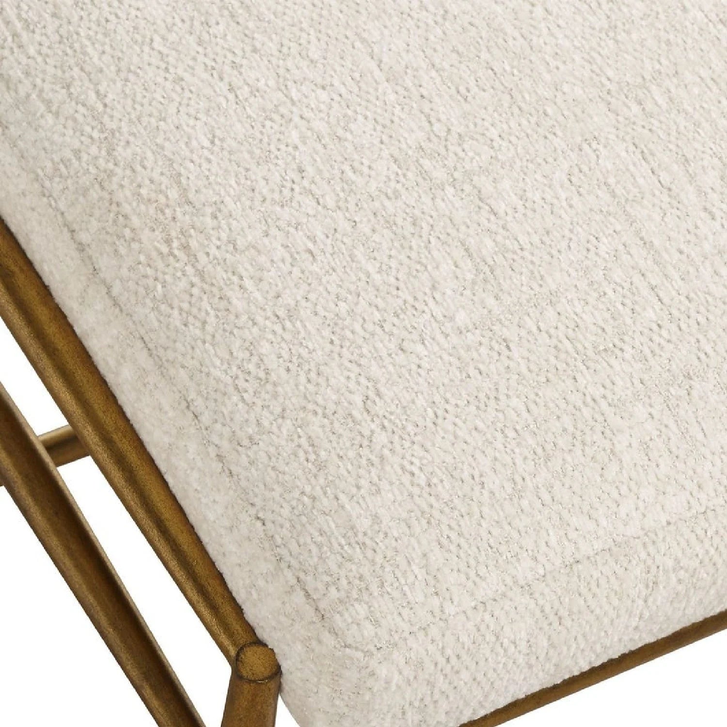 Luxury White Chenille Bench European Style for Villa