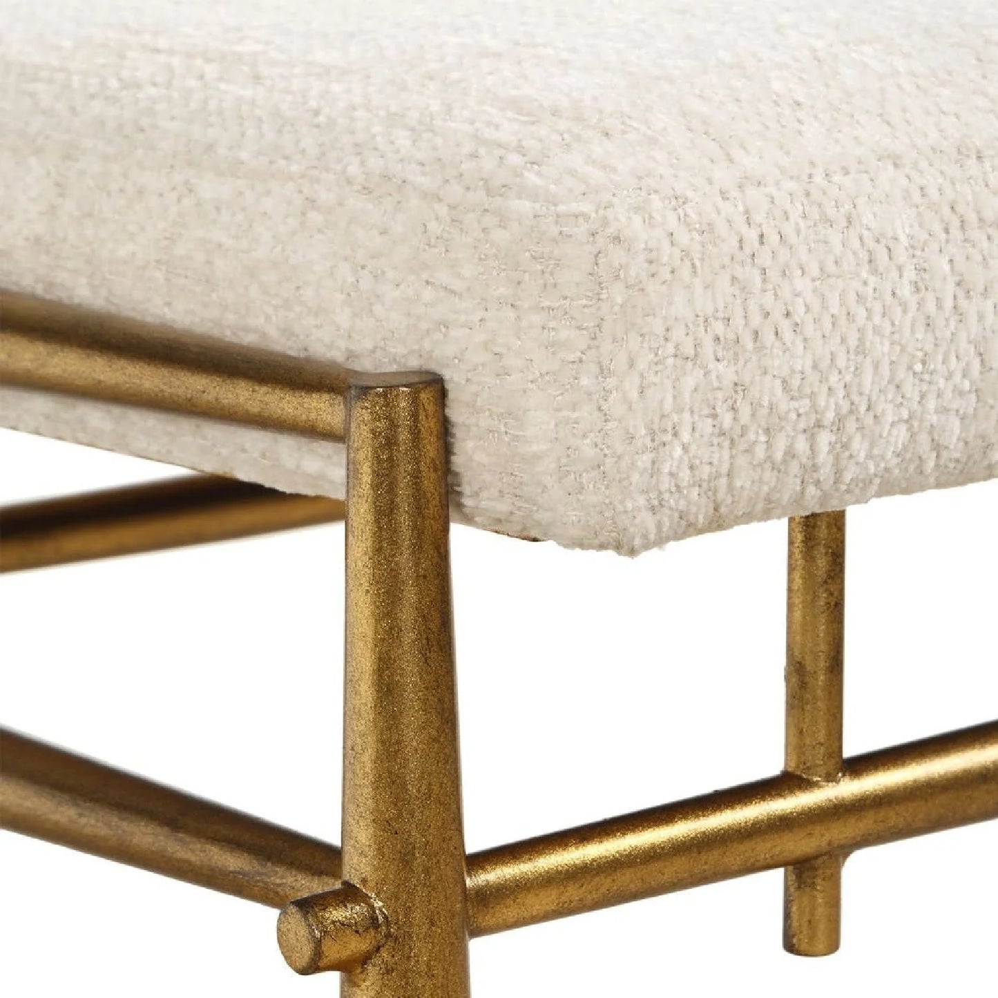 Luxury White Chenille Bench European Style for Villa