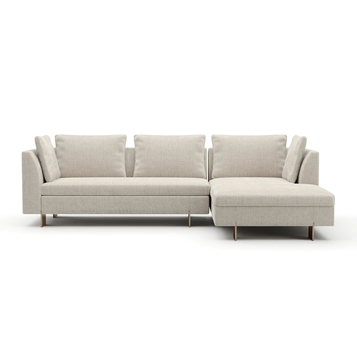 Luxury White Chenille Chaise Sectional Sofa Modern Italian Style for Villa
