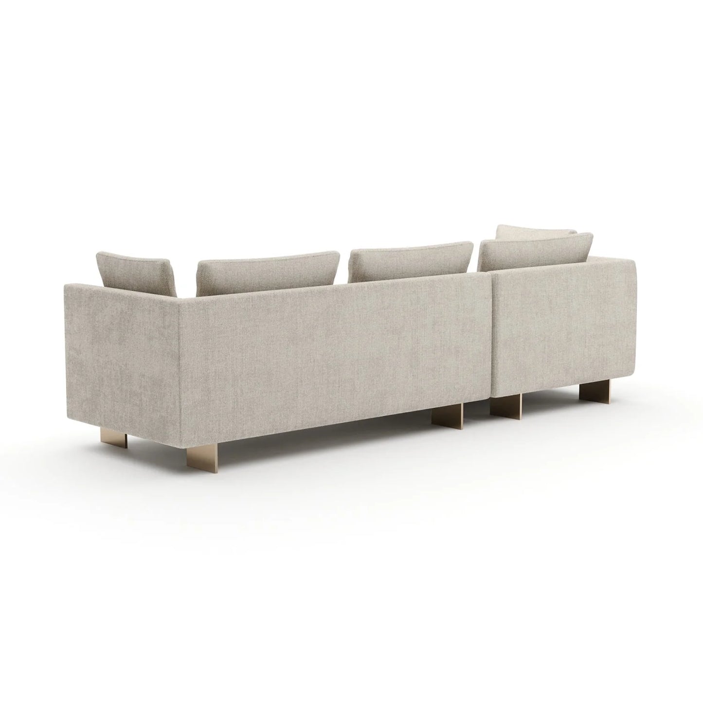 Luxury White Chenille Chaise Sectional Sofa Modern Italian Style for Villa