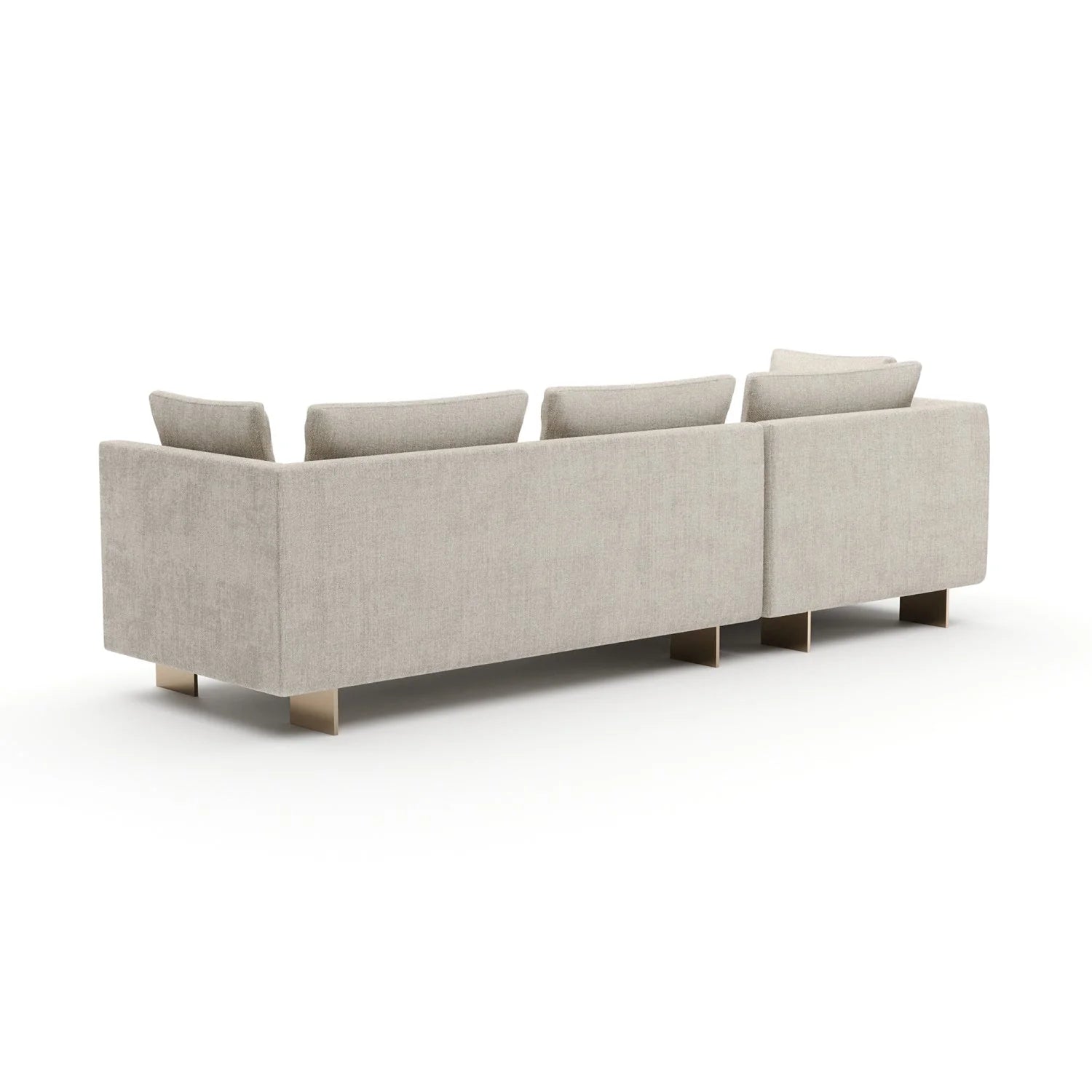 Luxury White Chenille Chaise Sectional Sofa Modern Italian Style for Villa