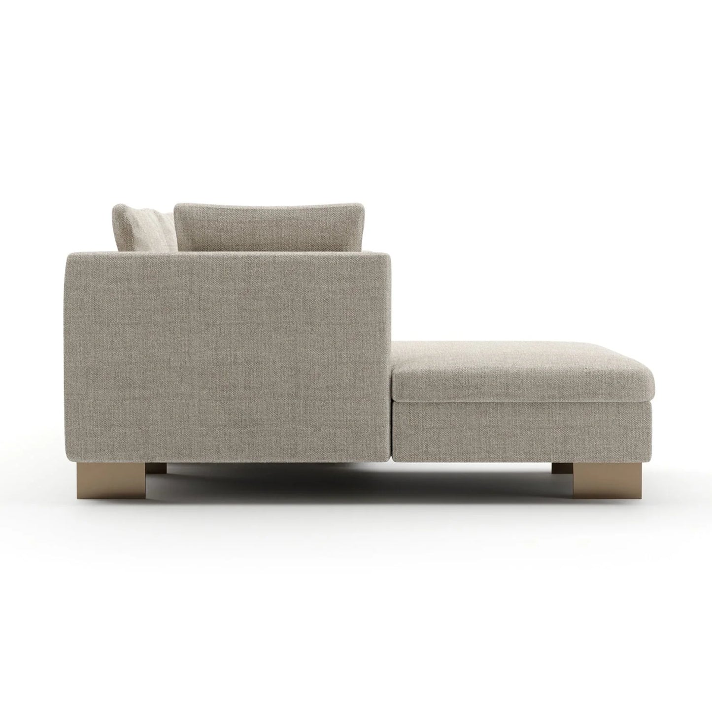 Luxury White Chenille Chaise Sectional Sofa Modern Italian Style for Villa