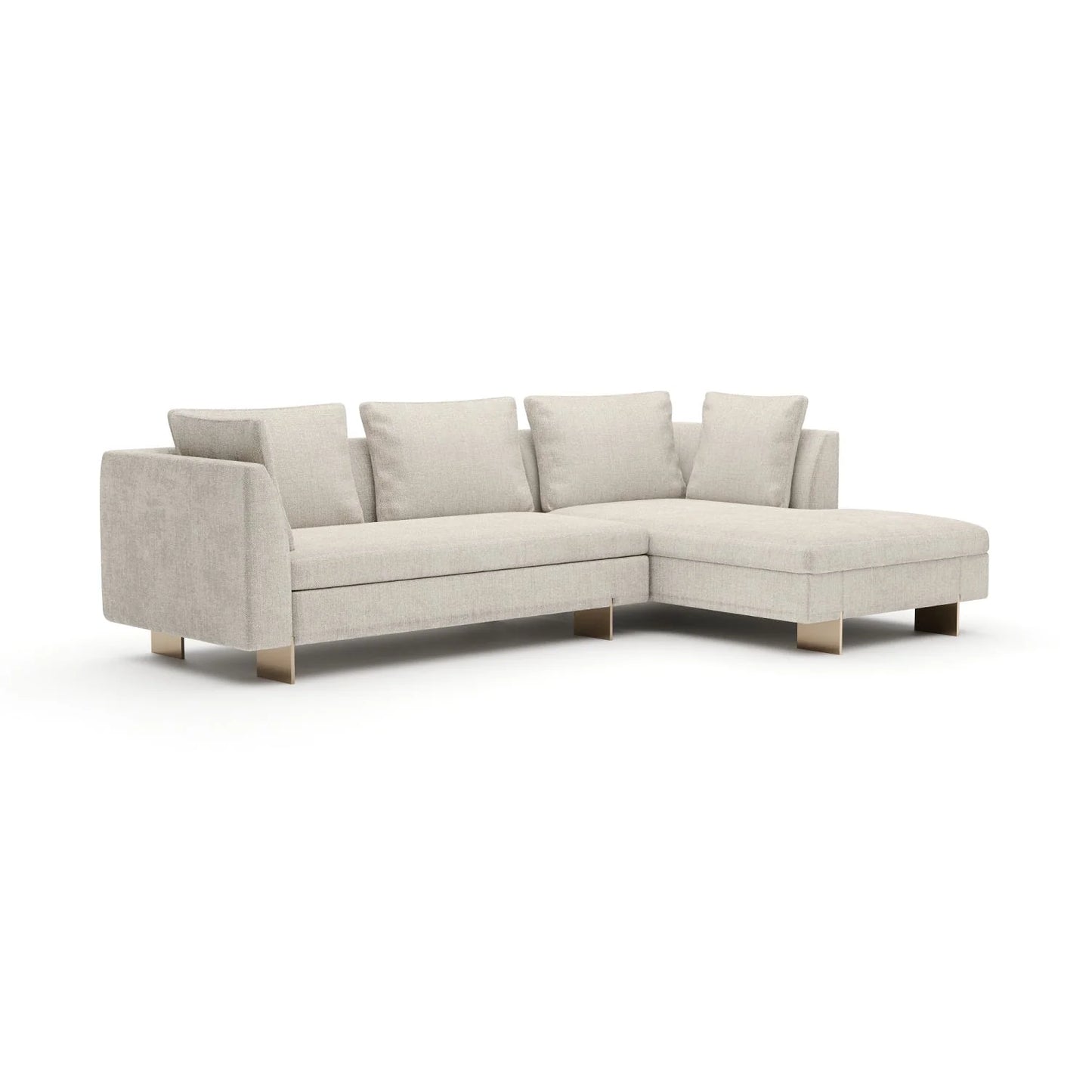 Luxury White Chenille Chaise Sectional Sofa Modern Italian Style for Villa