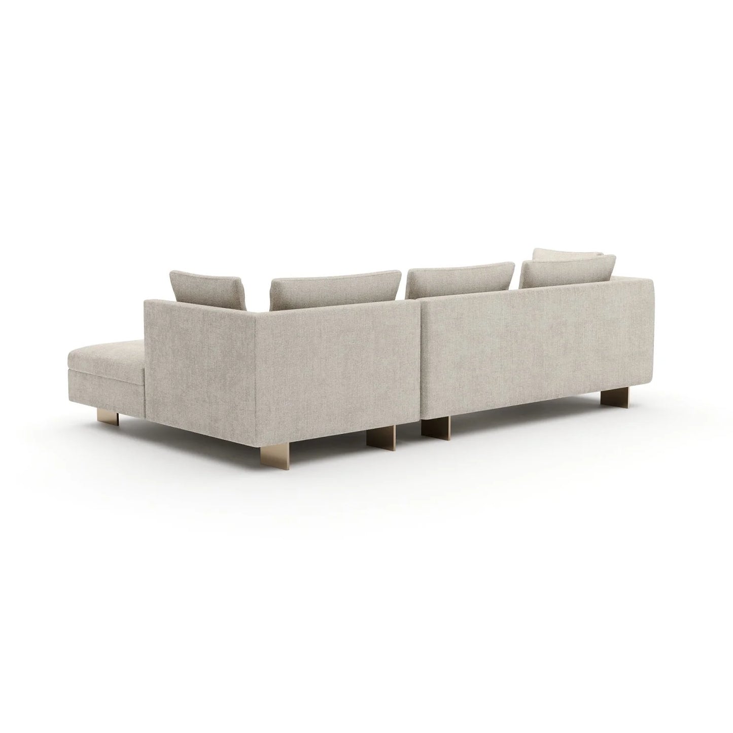 Luxury White Chenille Chaise Sectional Sofa Modern Italian Style for Villa