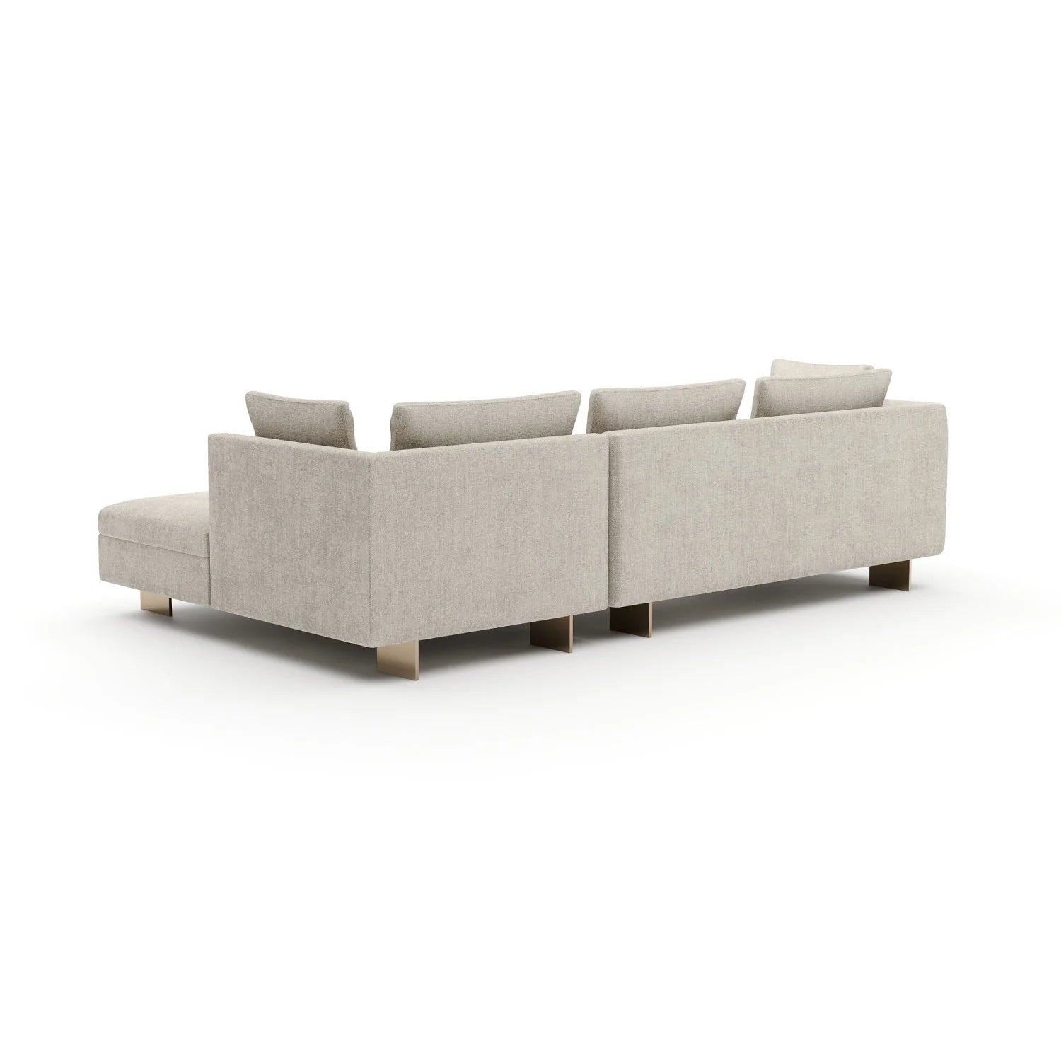 Luxury White Chenille Chaise Sectional Sofa Modern Italian Style for Villa