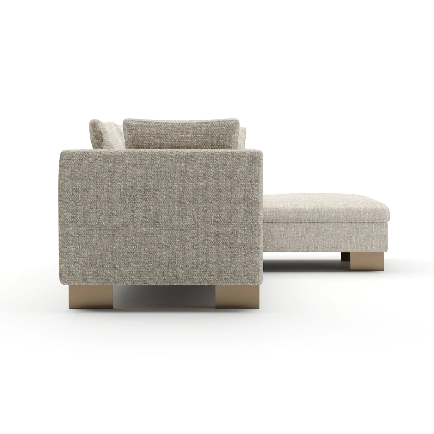 Luxury White Chenille Chaise Sectional Sofa Modern Italian Style for Villa