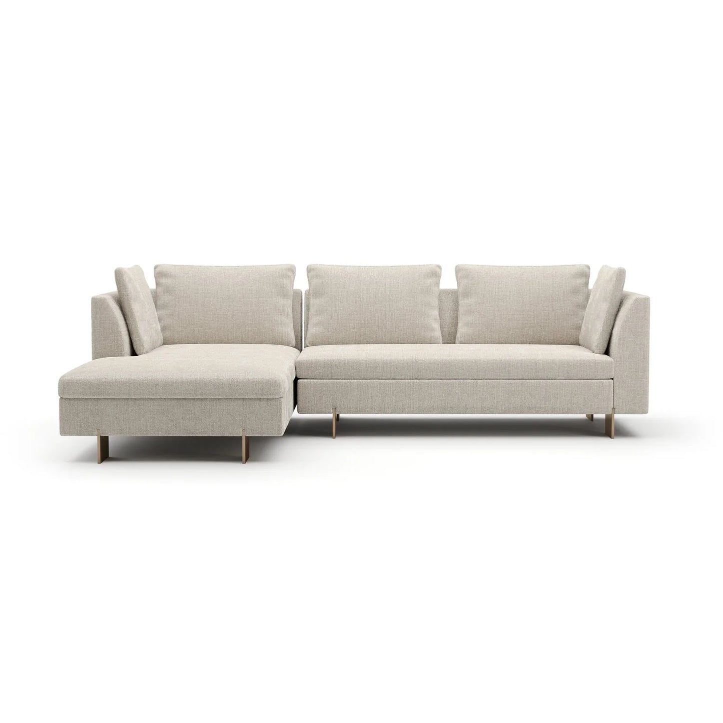 Luxury White Chenille Chaise Sectional Sofa Modern Italian Style for Villa