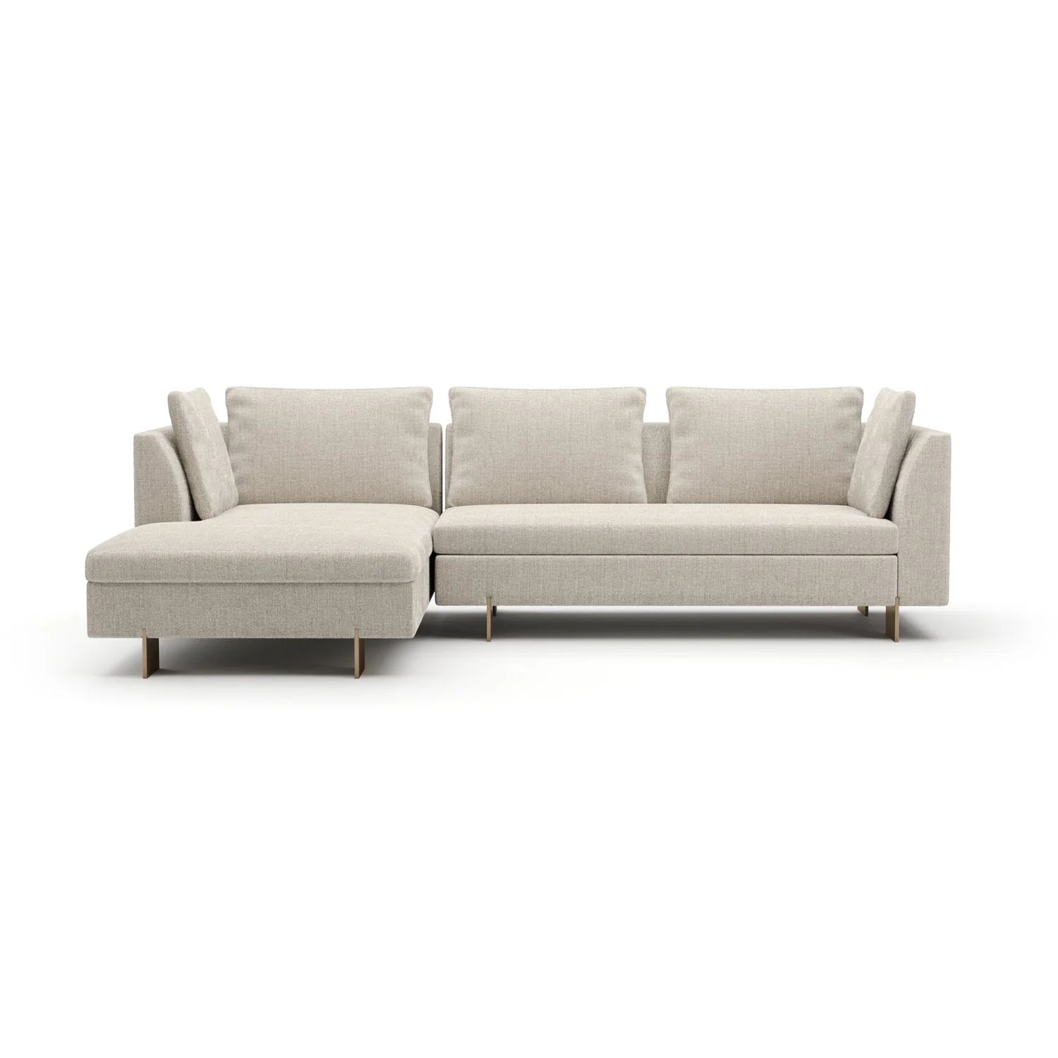 Luxury White Chenille Chaise Sectional Sofa Modern Italian Style for Villa