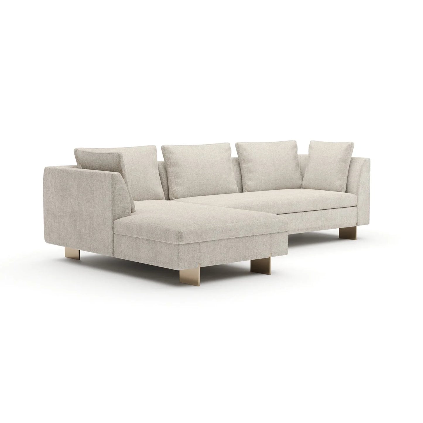 Luxury White Chenille Chaise Sectional Sofa Modern Italian Style for Villa