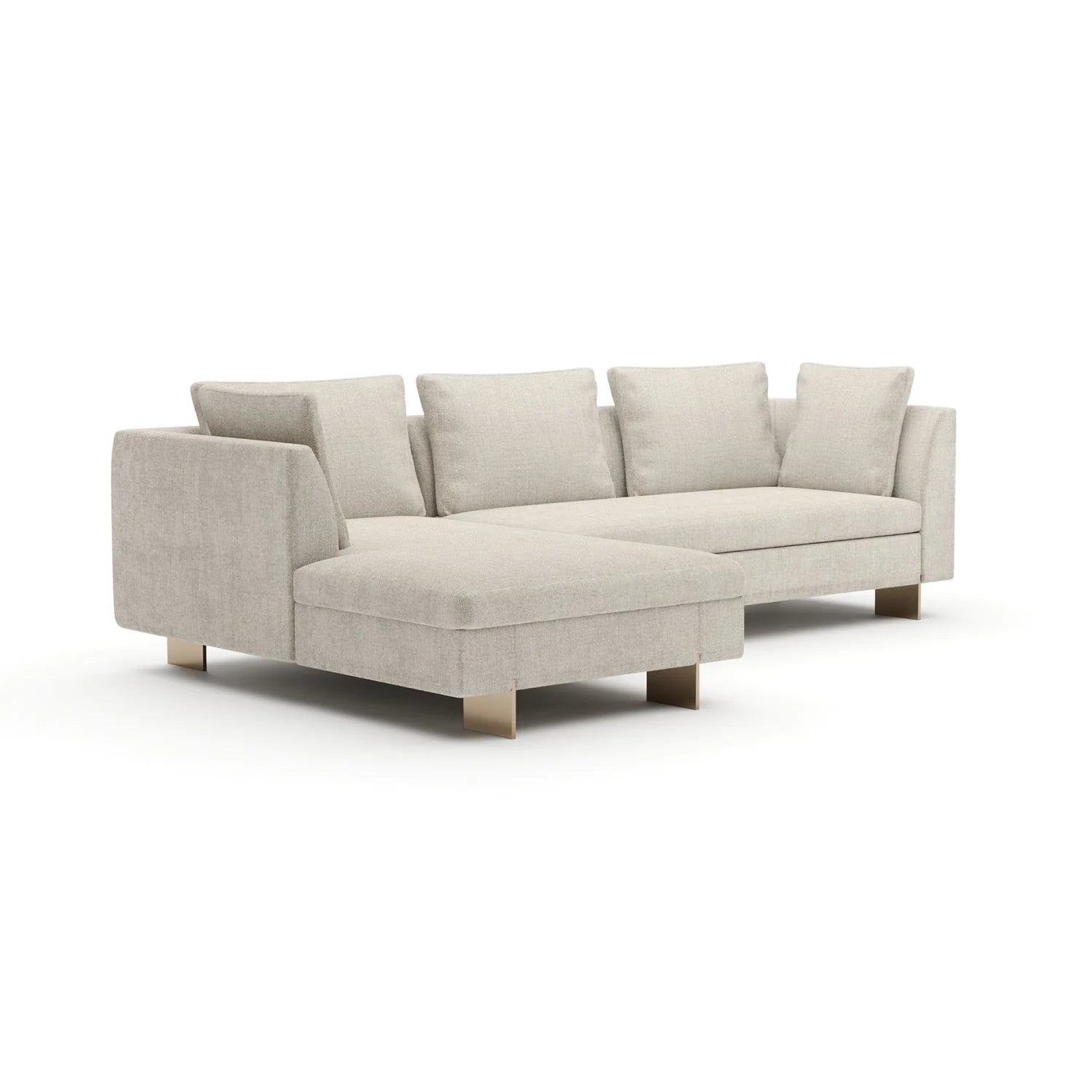 Luxury White Chenille Chaise Sectional Sofa Modern Italian Style for Villa
