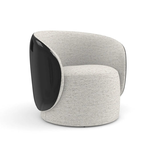Luxury White Chenille Swivel Chair Modern Italian Style for Villa