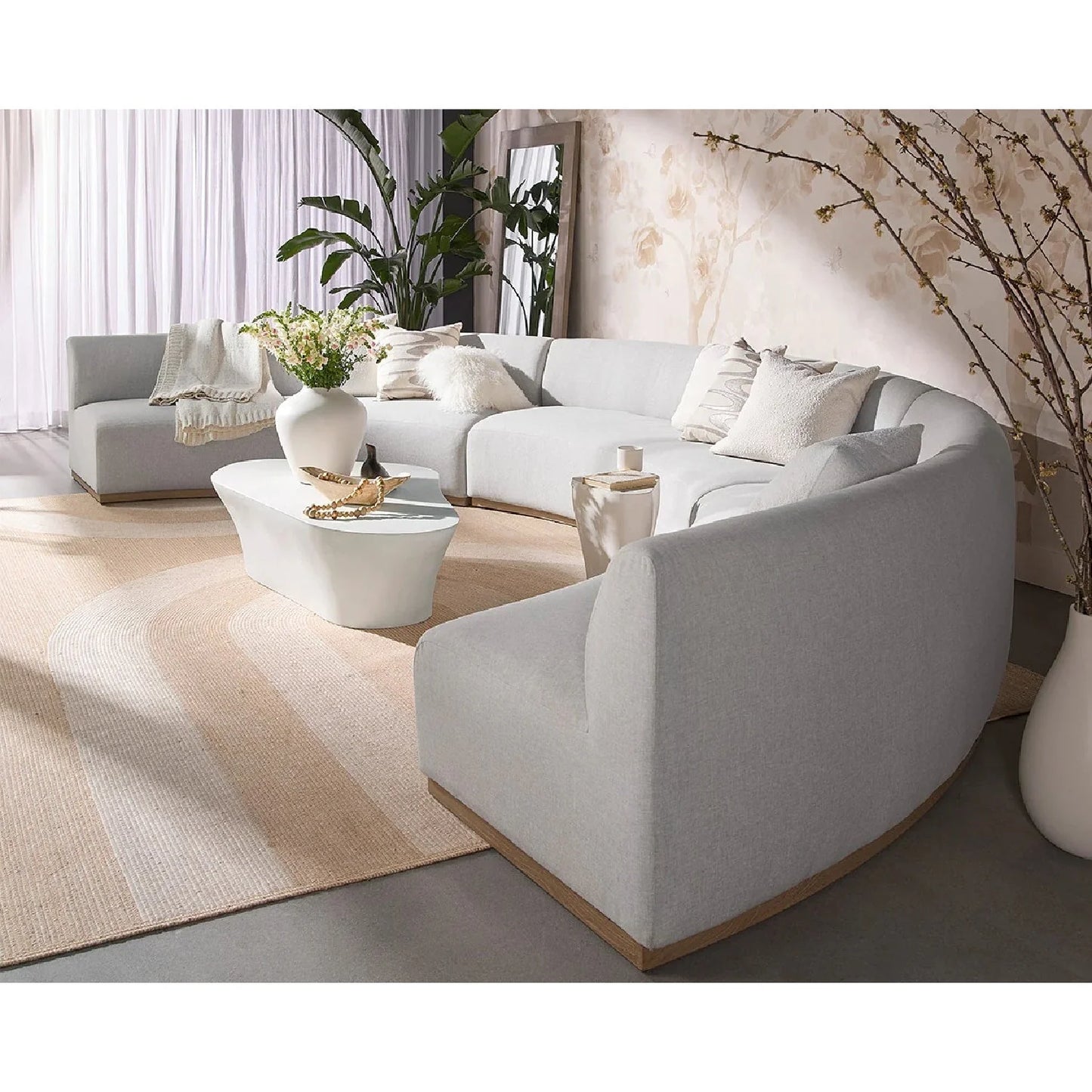 Luxury White Concrete Coffee Table Modern Italian Style for Villa