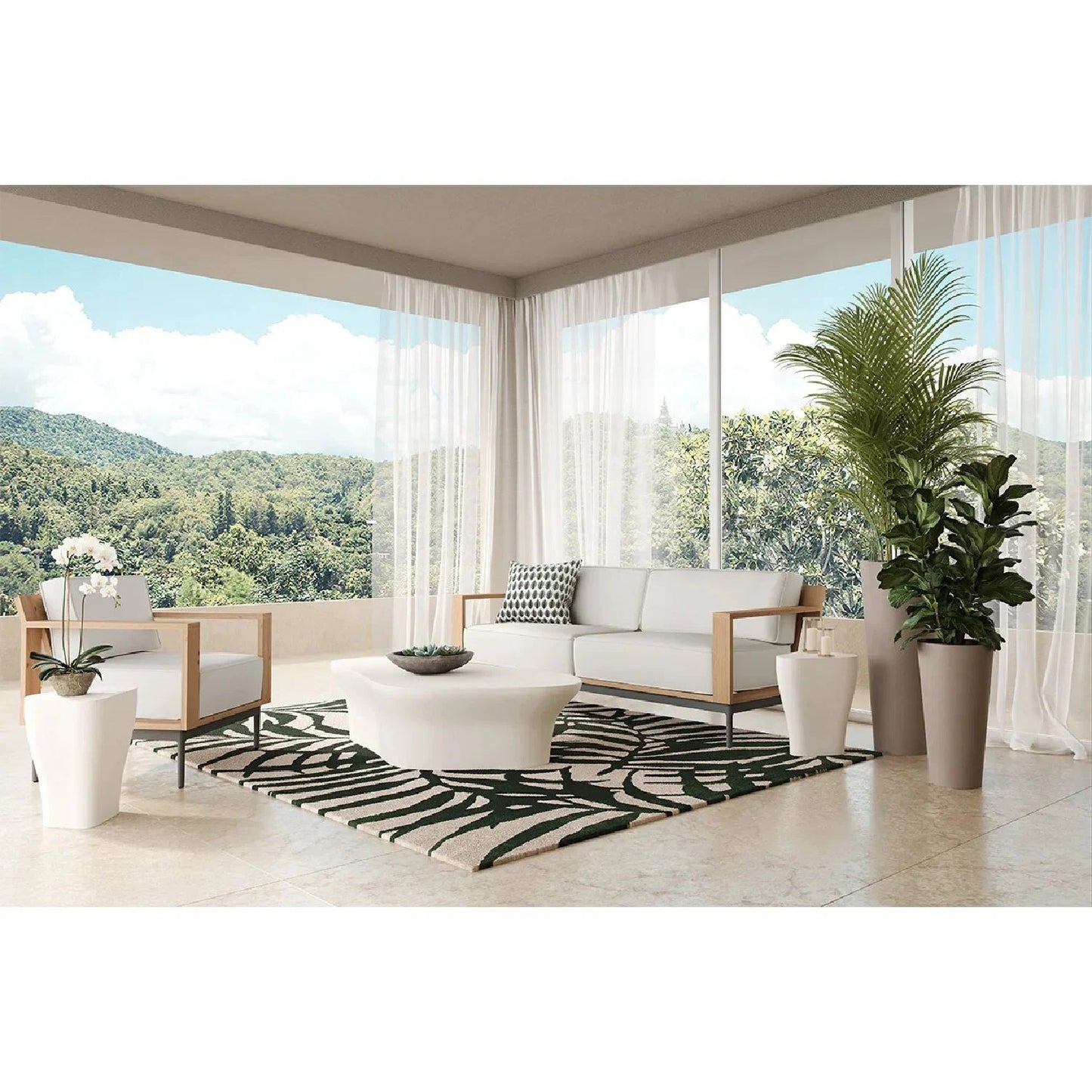 Luxury White Concrete Coffee Table Modern Italian Style for Villa