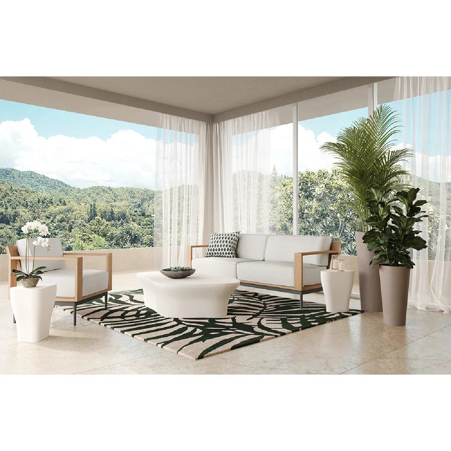 Luxury White Concrete Coffee Table Modern Italian Style for Villa