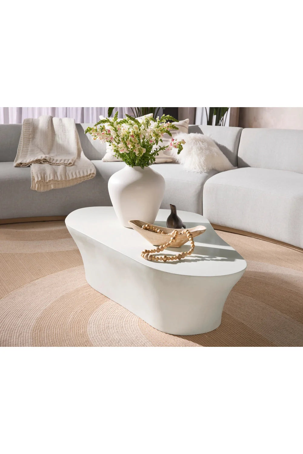 Luxury White Concrete Coffee Table Modern Italian Style for Villa