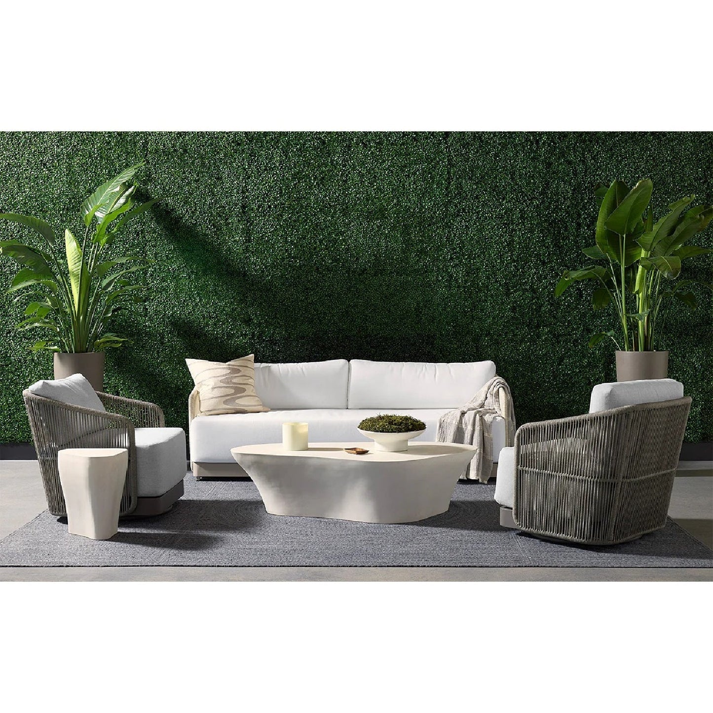 Luxury White Concrete Coffee Table Modern Italian Style for Villa